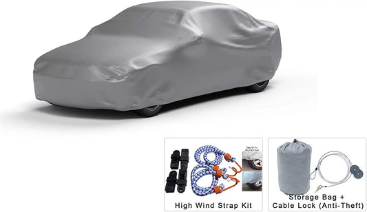 Platinum Shield Weatherproof Car Cover Compatible with 2020 Volvo V60 Sedan 5 Door - Outdoor & Indoor - Protect from Water, Snow, Sun - Fleece Lining - Includes Cable Lock, Storage Bag & Wind Straps