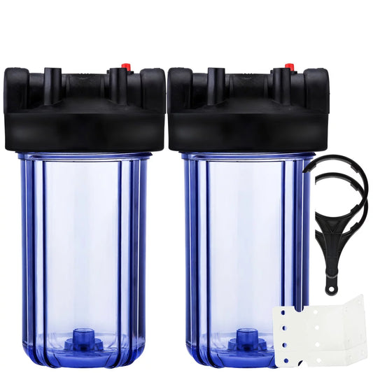 Geekpure 10 inch Whole House Water Filter Housing-Fit for 4.5 x10 Filters-Clear (Pack of 2)