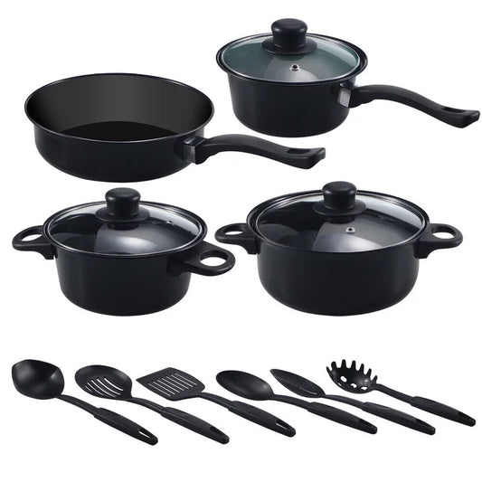 Jahy2Tech 13 Piece Cookware Set Nonstick Pots & Pans Home Cookware Set -Black