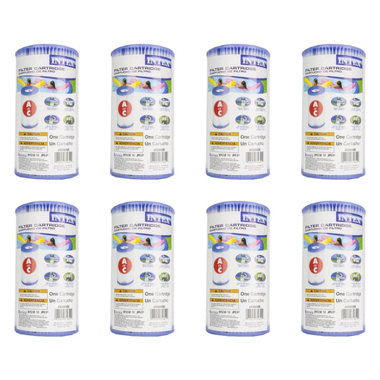 Intex Pool Easy Set Type A Replacement Filter Pump Cartridge (8 Pack) | 29000E