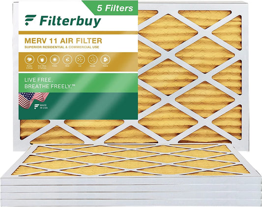 Filterbuy 12x24x1 MERV 11 Pleated HVAC AC Furnace Air Filters (5-Pack)