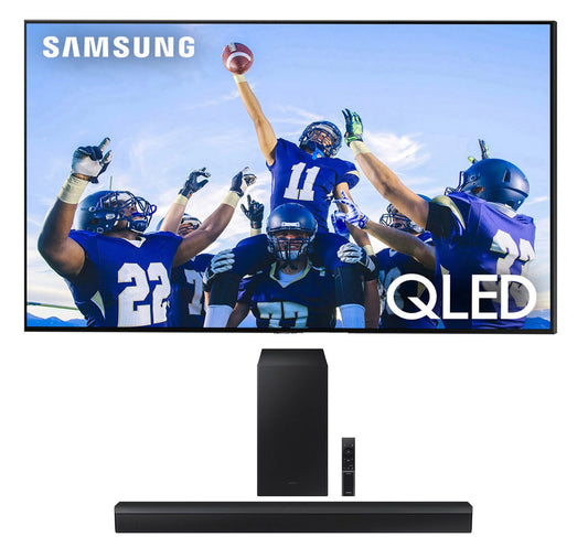 Samsung QN50Q80CAFXZA 50 4K QLED Direct Full Array with Dolby Smart TV with a Samsung HW-B450 2.1ch Soundbar and Subwoofer with Dolby Audio (2023)