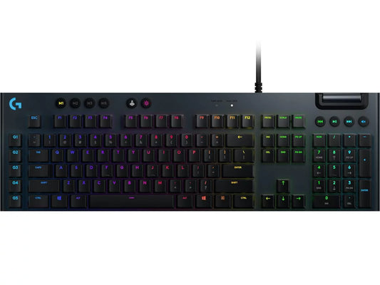 Logitech G815 LIGHTSYNC RGB Mechanical Gaming Keyboard with Low Profile GL Clicky key switch, 5 programmable G-keys, USB Passthrough, dedicated media control - Clicky – Black