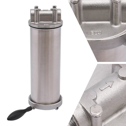 Water Filter Housing 304 Stainless Steel Heavy Duty for 10 Cartridges 3/4 Npt