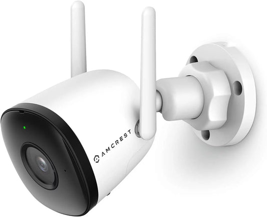 Pre-Owned Amcrest SmartHome 4MP Outdoor WiFi Camera Bullet 4MP Outdoor Security Camera, 98ft Night Vision, Built-in Mic, 106° FOV, 2.8mm Lens, MicroSD Storage (Sold Separately), ASH43-W (White) (Good)