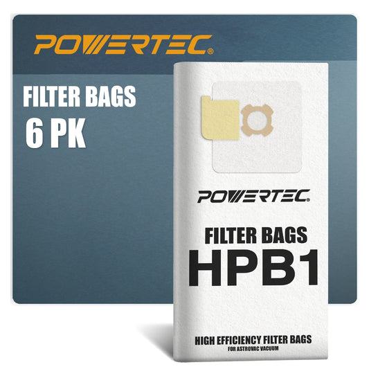 POWERTEC 6PK Non Woven Fabric Filter Bag for AstroVac & Valet Central HPB1 Vacuums (75044-P2)