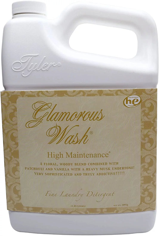 Tyler Candle Company Glamorous Wash High Maintenance Fine Laundry Liquid Detergent - Liquid Laundry Detergent Designed for Clothing - Hand and Machine Washable - 1.89L 64 Fl Oz Container