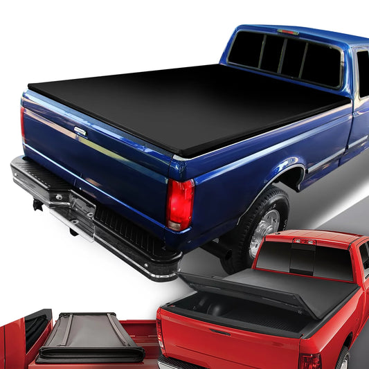 DNA Motoring TTC-TRISOFT-003 For 1980 to 1996 Ford F150 F250 6.5 Ft Long Bed Tri-Fold Soft Top Tonneau Cover 81 82 83 84 85 86 87 88 89 90 91 92 93 94 95