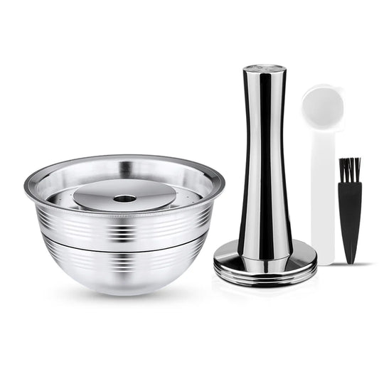 moobody Stainless Steel Fillable Coffee Capsules Reusable Coffee Capsules Cup Filter Set Compatible with Vertuo Capsules Pod Vertuoline GCA1 and Delonghi ENV150 Coffee Machine