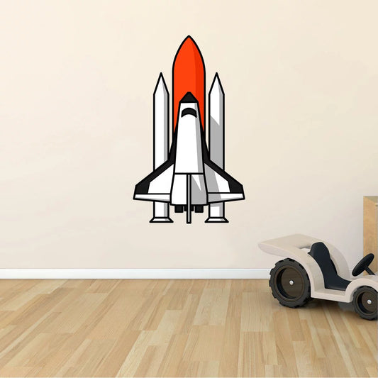 Removable Space Shuttle Decor Design Space Craft Home Wall Decal Design - 12 x 20 Vinyl Kids Bedroom Living Room Space Voyager Transport Adhesive Orbiter Vehicle Rocket Boosters Decoration Sticker