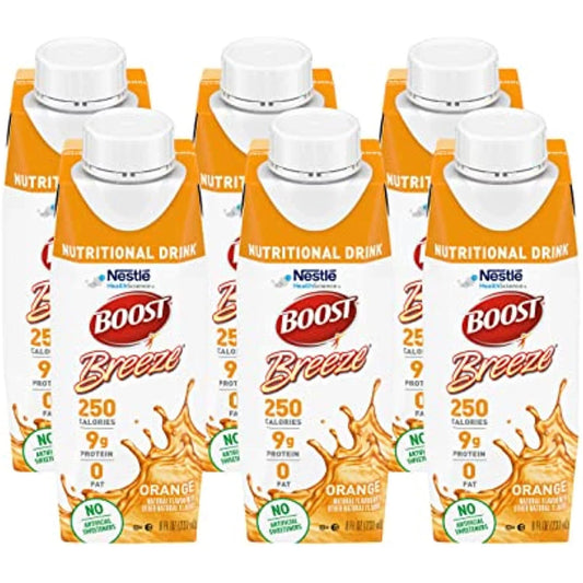 Boost Breeze Orange and Wild berry (Orange, 8 OZ, Pack of 6) Orange 8 Fl Oz (Pack of 6)