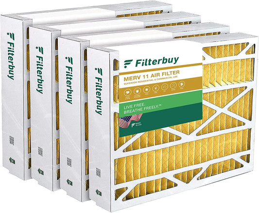 Filterbuy 21x24.5x5 MERV 11 Pleated HVAC AC Furnace Air Filters for Rheem, Ruud, and Protech (4-Pack)