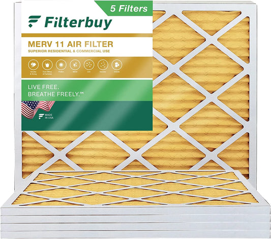 Filterbuy 20x21x1 MERV 11 Pleated HVAC AC Furnace Air Filters (5-Pack)