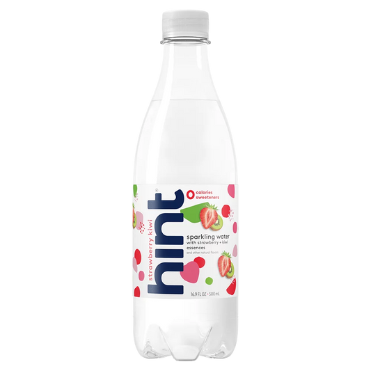Hint Sparkling Water Strawberry Kiwi, (Pack of 12) 16.9 Ounce Bottles, Unsweetened Strawberry Kiwi-Infused Sparkling Water, Zero Sugar, Zero Calories, Zero Sweeteners, Zero Artificial Flavors