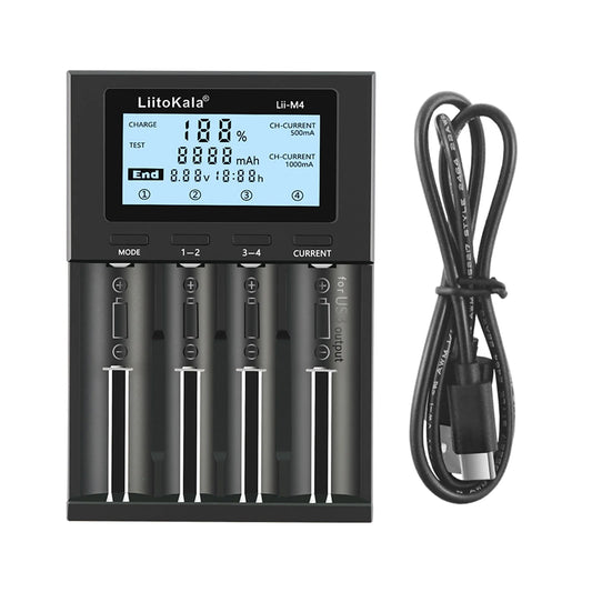 LiitoKala Liitokala Lii-M4 4-Slot Smart Rechargeable Battery with LCD Display Fits 26650 14500 AA AAA NiMH Battery