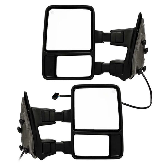 AutoShack Driver and Passenger Towing Mirrors Power Folding Heated Textured Black Set of 2 Replacement for 2003-2007 Ford F-250 Super Duty F-350 Super Duty 5.4L 6.0L 4WD RWD KAPFO1320268SSPR