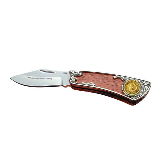 American Coin Treasures 100‐Year Old Gold Layered Indian Cent Pocket Knife