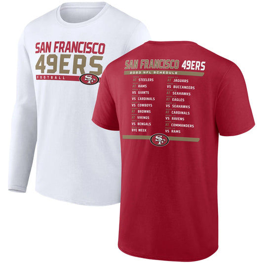 Men's Fanatics Branded Scarlet/White San Francisco 49ers Two-Pack 2023 Schedule T-Shirt Combo Set