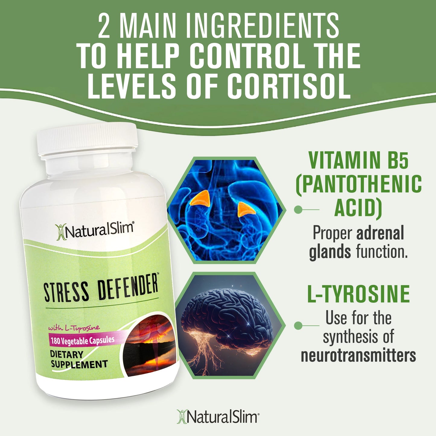 NaturalSlim Stress Defender - Stress Relief Supplement, 180 Capsules