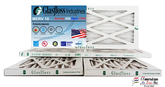 Glasfloss 13x25x1 - MERV 10 -Qty:4 - Furnace Air Filter - Made in USA (Actual Size: 12.5 x 24.5x7/8 inch)