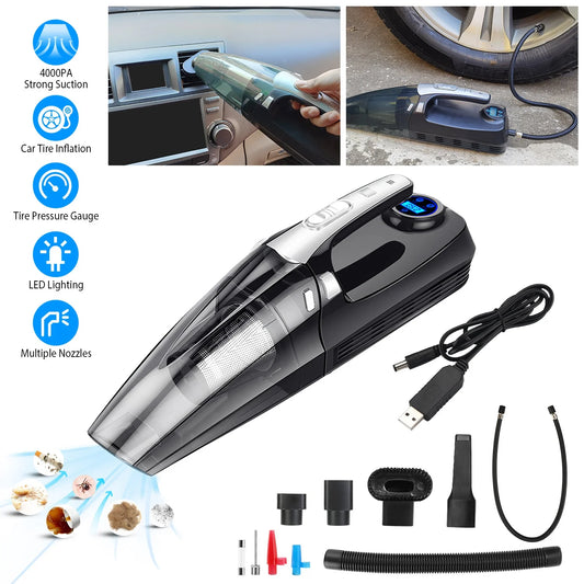iMounTEK 4 in 1 Car Handheld Vacuum Cleaner Cordless Car Auto Home Duster with Powerful Suction for Car/Office/Home, Extension Function to inflate/Deflate for Swimming Ring/Vacuum Storage Bag