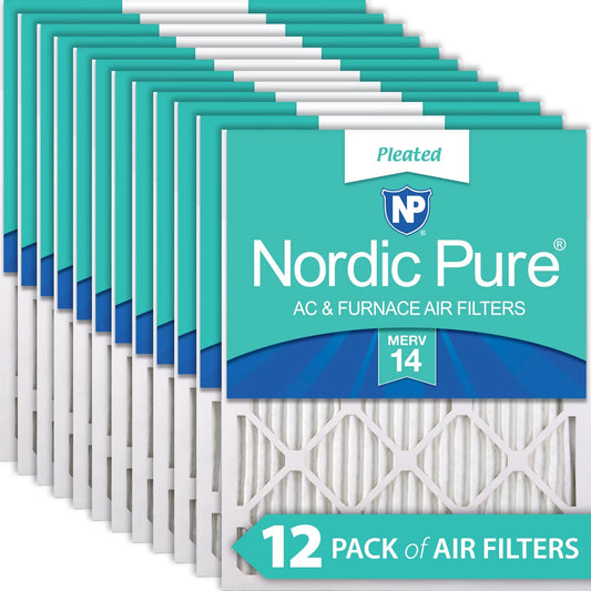 Nordic Pure 10x10x1 Pleated MERV 14 Air Filters 12 Pack