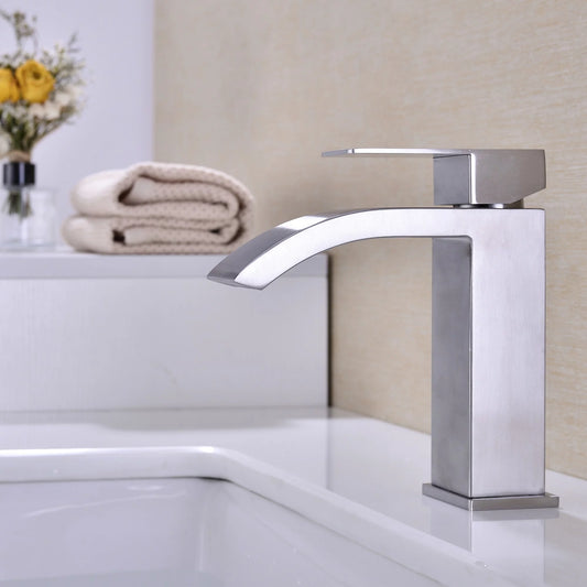 Elegant Brushed Nickel Bathroom Sink Faucet - 3.9 - Upgrade Your Bathroom