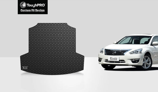 ToughPRO - Trunk Mat Compatible with NISSAN Altima - All Weather Heavy Duty (Made in USA) - Black Rubber - 2015