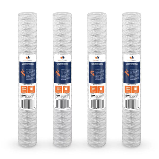 Aquaboon 1 Micron 20 x 2.5 String Wound Sediment Water Filter Cartridge | Universal Replacement for Any 20 inch RO Unit | Compatible with 101-230, PD-5-20, AP110-2C, P5-20, CFS124-C20, 4-Pack