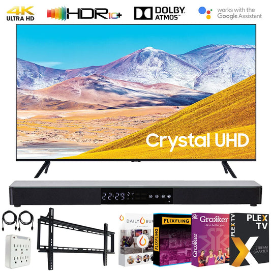 Samsung UN55TU8000 55-inch 4K Ultra HD Smart LED TV (2020 Model) Bundle with 31-in Sound bar+Wall Mount+Tech Smart USA TV Essentials 2020 & Surge Adapter (UN55TU8000FXZA 55TU8000 55 TV)