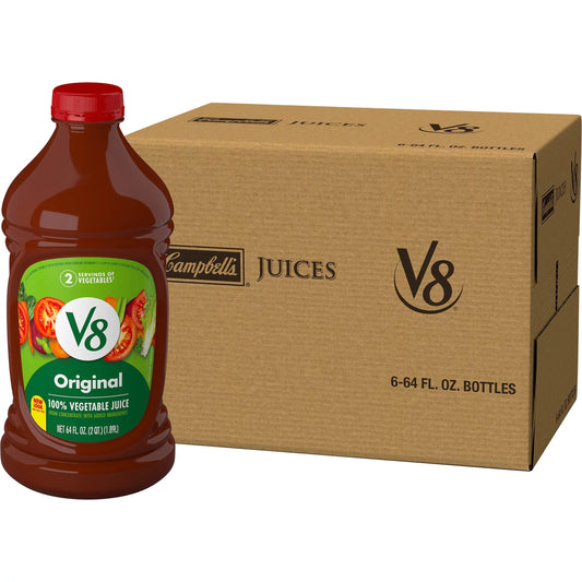 V8 Original 100% Vegetable Juice, 64 Fl Oz Bottle (Case Of 6)