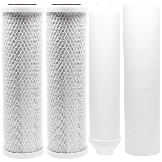 Replacement Filter Kit for Conqueror III or Gladiator III RO System - Includes Carbon Block Filters, PP Sediment Filter & Inline Filter Cartridge - Denali Pure Brand