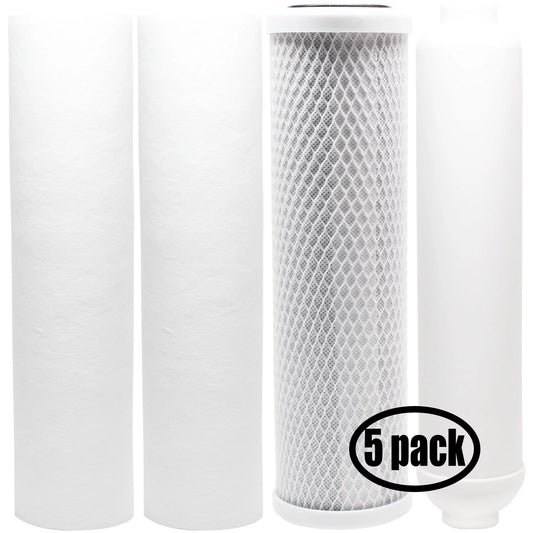 5-Pack Replacement for Filter Kit for PurePro RO103 RO System - Includes Carbon Block Filter, PP Sediment Filters & Inline Filter Cartridge - Denali Pure Brand