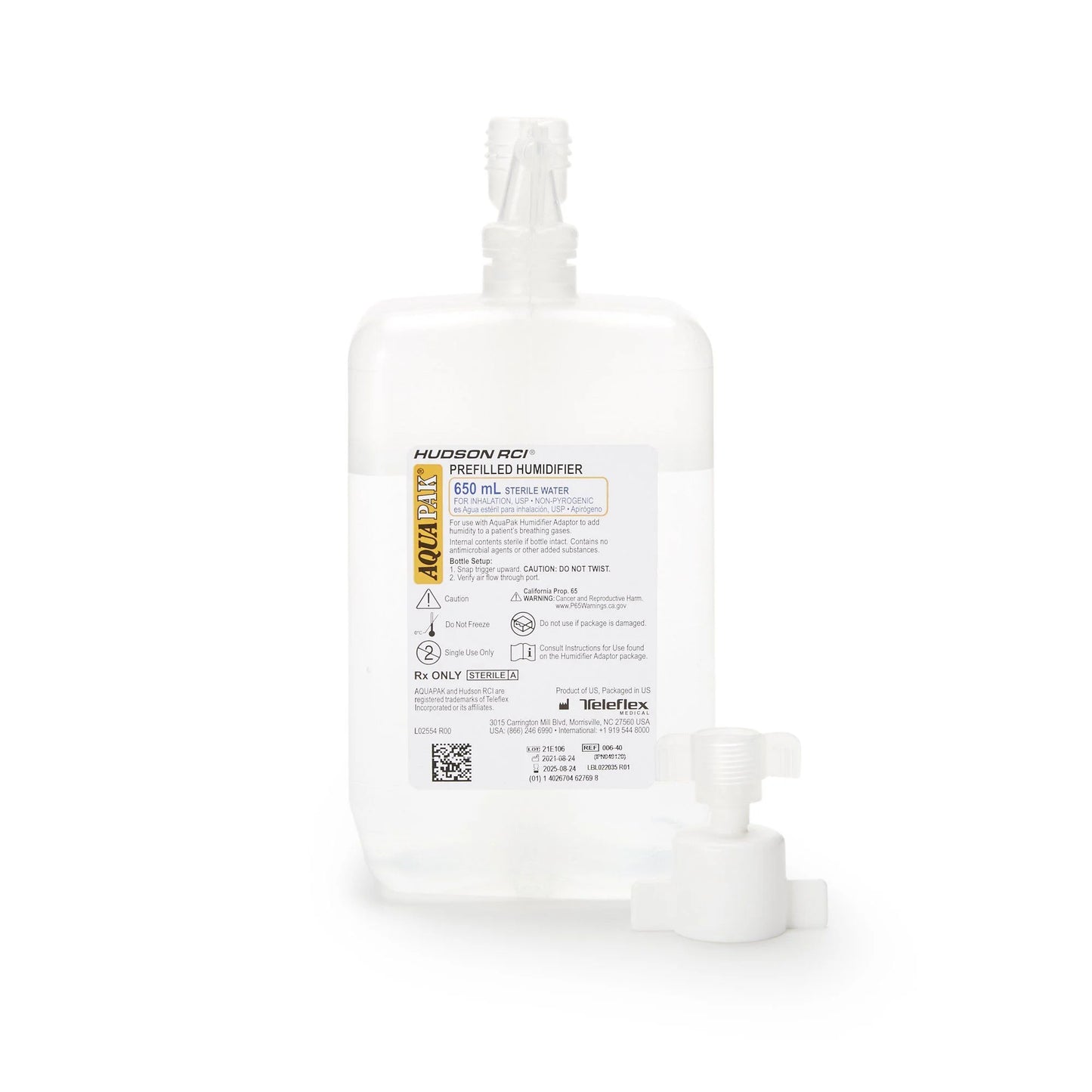 Aquapak Prefilled Bubble Humidifier Kit, 650 mL (CS/10)
