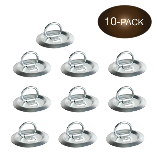 10 D Ring Tie-Down Anchors, Round Bolt-On Cargo Tie Down Flush Mount DRings by DC Cargo Mall, Strong Steel TieDown Anchor for Truck, Trailer, Flatbed, Pickup Bed (10)