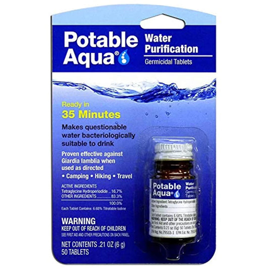 Potable Aqua Water Purification Germicidal Tablets - For Hiking, Camping, and Emergency Drinking Water (4.PACK)