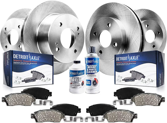 Detroit Axle - Brake Kit for Hyundai Accent Kia Rio Rio5 Brake Rotors Ceramic Brake Pads Front & Rear Replacement Fits select: 2007 HYUNDAI ACCENT GLS, 2006 HYUNDAI ACCENT GT/GL/GLS