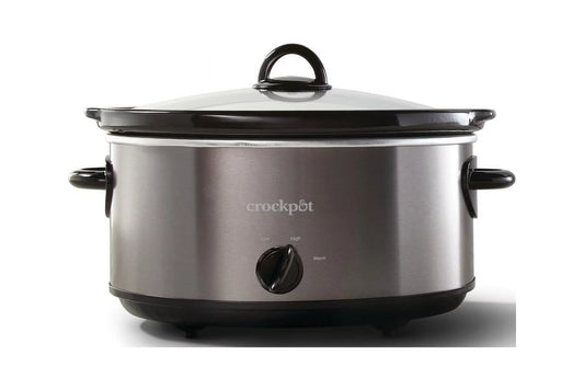 Crockpot 6-Quart Manual Slow Cooker, Black and Stainless Steel