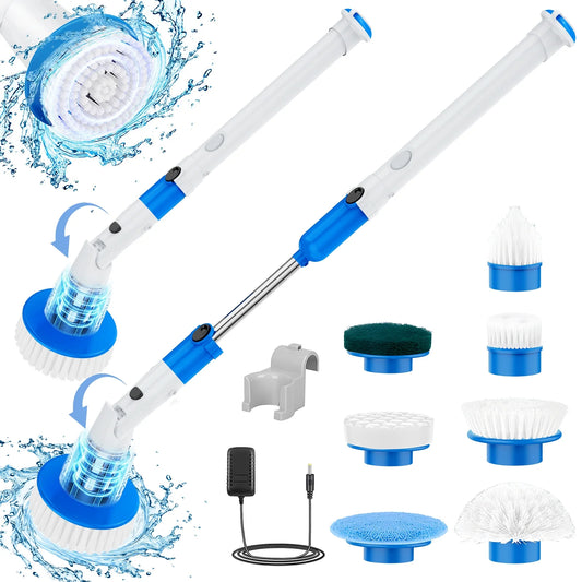 InnOrca Electric Spin Scrubber 2024 New Cordless Power Cleaning Brush with 7 Replacement Brush Heads, Shower Cleaning Brush with Extension Arm for Bathtun Grout Floor Tile