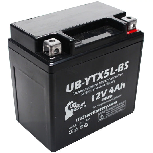 UpStart Battery Replacement 2005 Aprilia SR50 Ditech 50CC Factory Activated, Maintenance Free, Motorcycle Battery - 12V, 4Ah, UB-YTX5L-BS