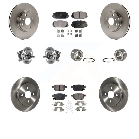 Transit Auto - Front Rear Wheel Hub Bearings Assembly Disc Brake Rotors And Semi-Metallic Pads Kit (10Pc) For 2015-2018 Toyota Yaris rear brakes KBB-116462