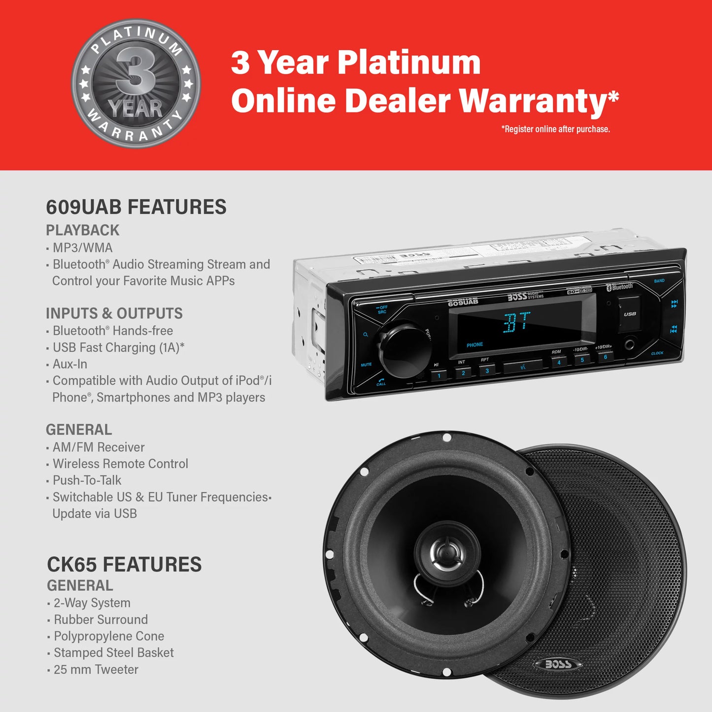 BOSS Audio Systems 628BCK Car Stereo Speaker Package
