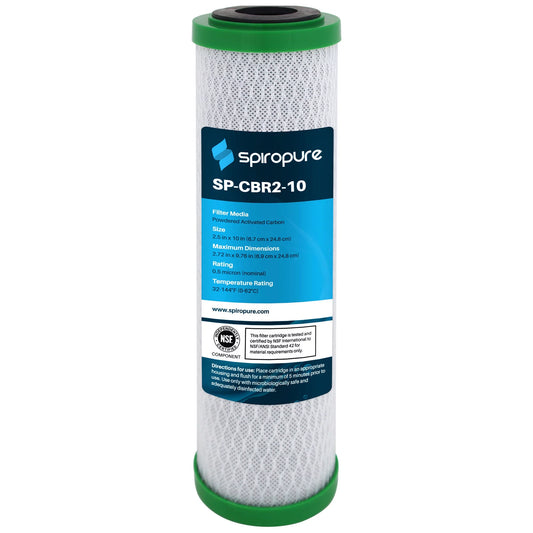 SpiroPure 10 x 2.5 Inch 0.5 Micron NSF Carbon Block Water Filter (12 Pack)