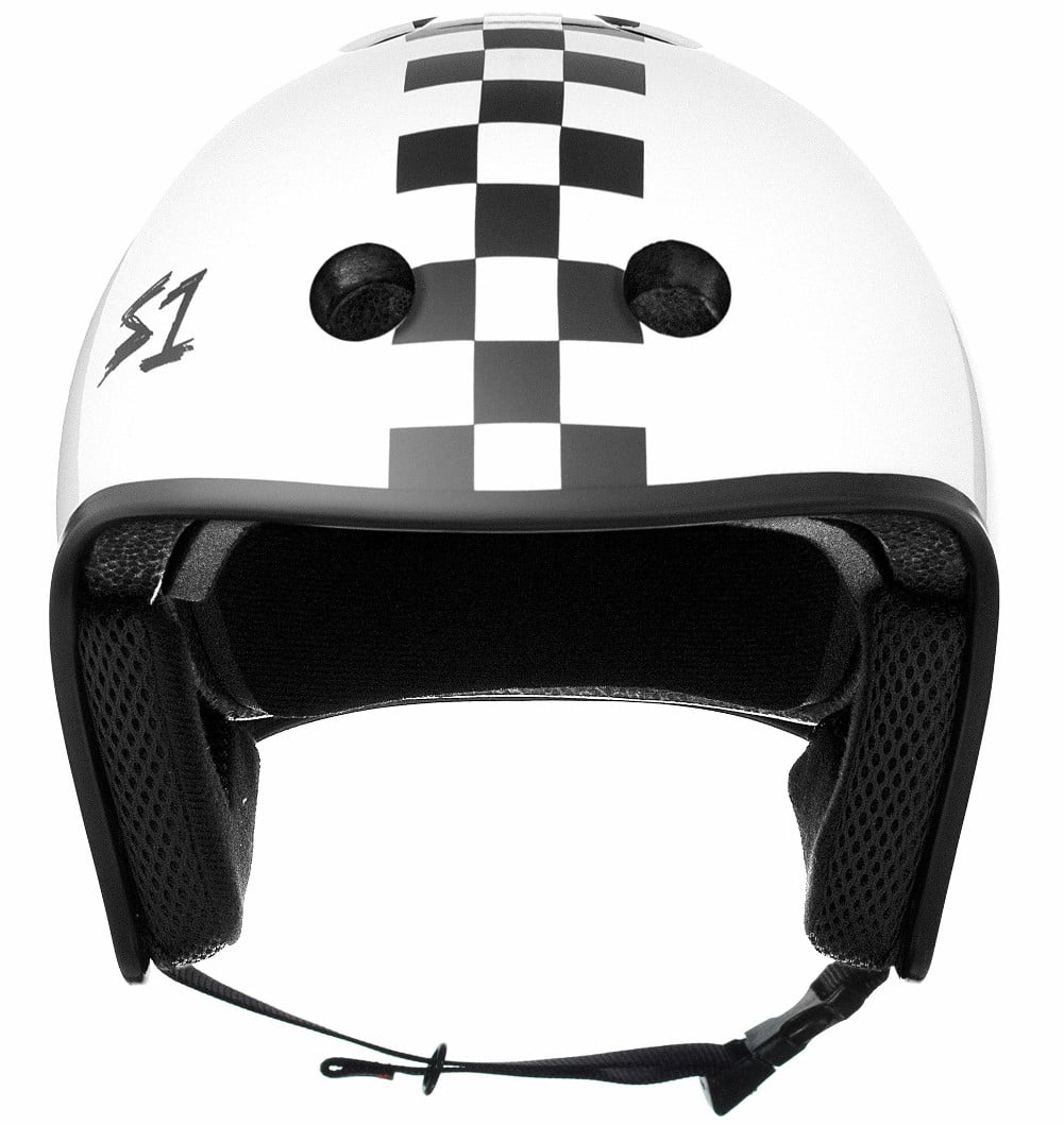 S1 Retro Lifer Helmet - White Gloss w/ Checkers