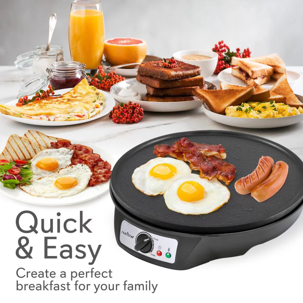 NutriChef AZPCRM12 - Electric Crepe Maker / Griddle, Hot Plate Cooktop
