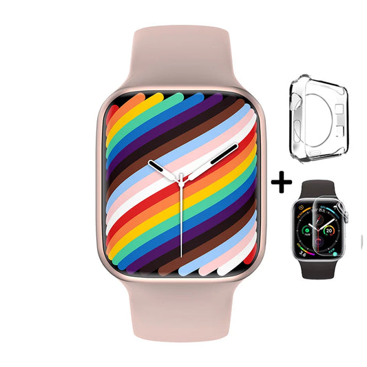 Wireless 2022 Smart Watch Series 7 NFC Women's Watch for men ECG Heart Rate Monitor Fitness Bracelet for Android Ios Xiaomi Huawei LG Sonny Samsung (Rose Gold)