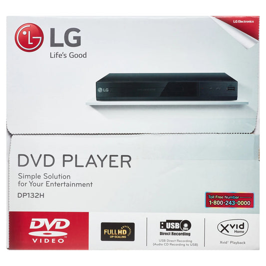 LG DP132H DVD Player Full HD Upscaling, Traditional DVD Playback, USB Playback, HDMI Out, USB Direct Recording, with Remote Control ? Black