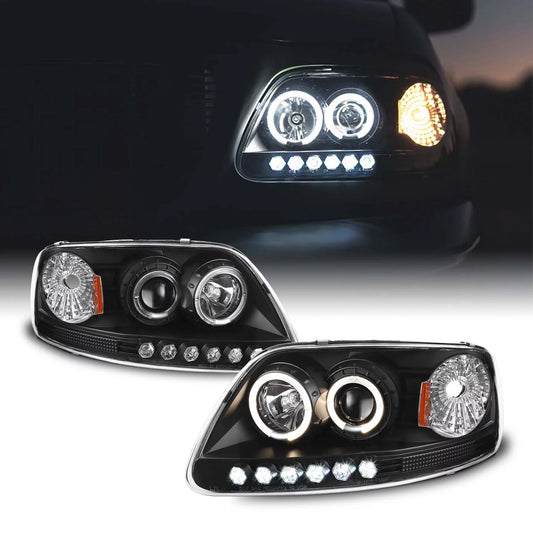 Fits 97-03 F-150 Expedition Black Halo Projector LED Headlight w/Corner Signal Fits select: 1997-2003 FORD F150, 1997-2002 FORD EXPEDITION