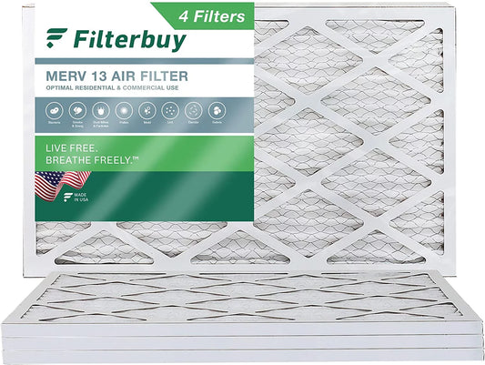 Filterbuy 16x24x1 MERV 13 Pleated HVAC AC Furnace Air Filters (4-Pack)