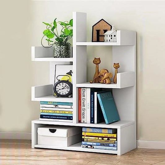 HOOMHIBIU Floor Standing  Tree-Shaped Bookcase  Free Standing Open Book Shelves  6 Tier Display  Shelves  Bookshelves Wood    Organizer Shelves XXXL Blue